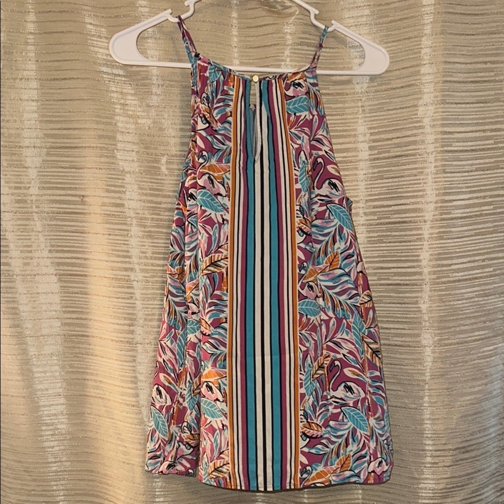 Crown & Ivy Tropical Tank Size S.   Flamingos. Pinks Blues Orange White Navy - Picture 4 of 5